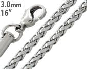 Stainless Steel 16" Spiga Chain Necklace 3.0 MM