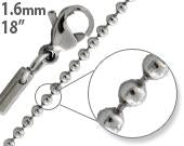 Stainless Steel 18" Bead Chain Necklace 1.6 MM