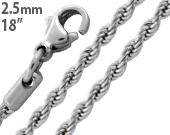 Stainless Steel 18" Rope Chain Necklace 2.5 MM
