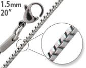 Stainless Steel 20" Box Chain Necklace 1.5 MM