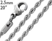 Stainless Steel 20" Rope Chain Necklace 2.5 MM