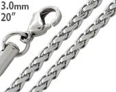 Stainless Steel 20" Spiga Chain Necklace 3.0 MM
