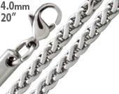 Stainless Steel 20" Spiga Chain Necklace 4.0 MM