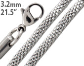 Stainless Steel 21.5" Snake Skin Mesh Chain Necklace 3.2 MM