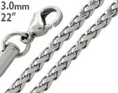 Stainless Steel 22" Spiga Chain Necklace 3.0 MM