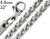 Stainless Steel 22" Spiga Chain Necklace 4.0 MM
