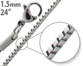 Stainless Steel 24" Box Chain Necklace 1.5 MM