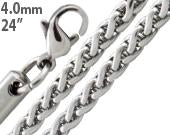 Stainless Steel 24" Spiga Chain Necklace 4.0 MM