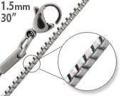 Stainless Steel 30" Box Chain Necklace 1.5 MM