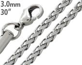 Stainless Steel 30" Spiga Chain Necklace 3.0 MM