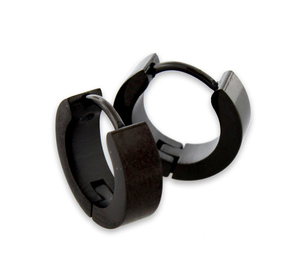 Stainless Steel 4mm Black Huggie Earrings