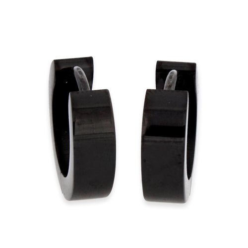 Stainless Steel 4mm Black Huggie Earrings