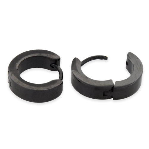 Stainless Steel 4mm Black Huggie Earrings