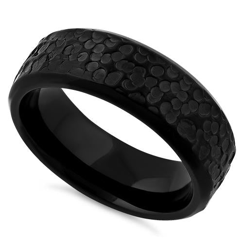 Stainless Steel Black Raindrops Band Ring