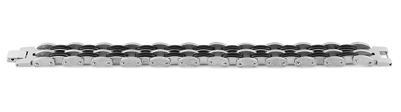 Stainless Steel Black Rubber Link Bracelet