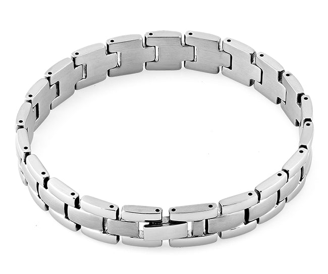 Stainless Steel Block Link Bracelet