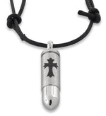 Stainless Steel Bullet w/ Cross Design Necklace