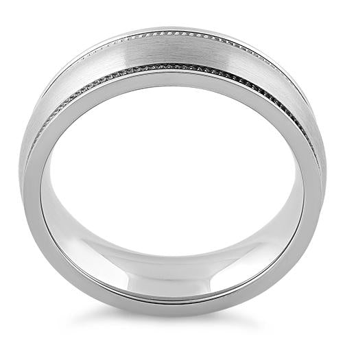 Stainless Steel Coin Edged Satin Finish Band Ring