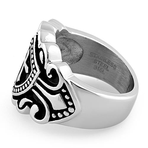 Stainless Steel Cross Crest Shield Ring