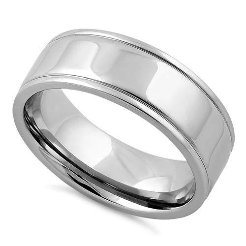 Stainless Steel Double Groove Polished Band Ring