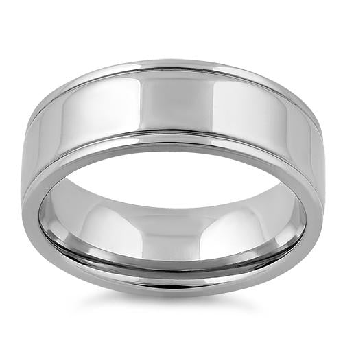 Stainless Steel Double Groove Polished Band Ring