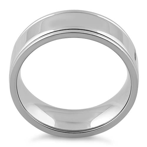 Stainless Steel Double Groove Polished Band Ring
