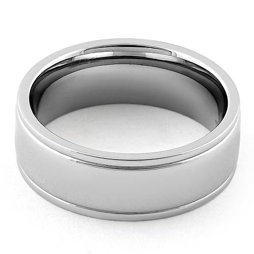 Stainless Steel Double Groove Polished Band Ring