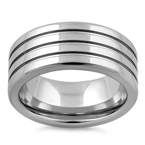 Stainless Steel Four Layers Triple Groove Band Ring