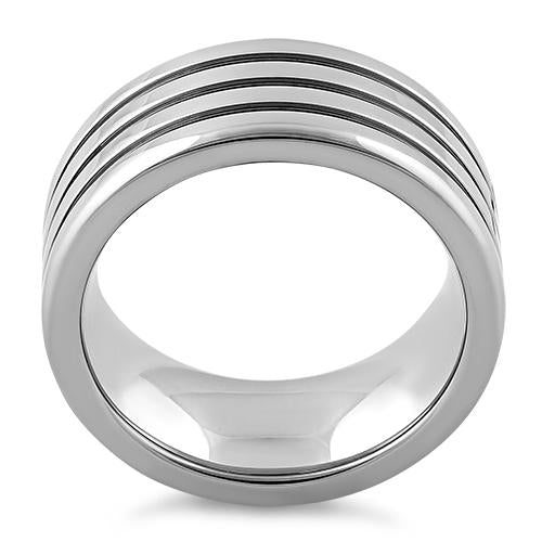 Stainless Steel Four Layers Triple Groove Band Ring