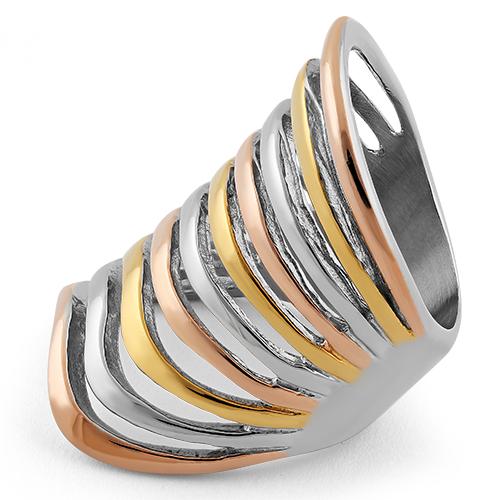 Stainless Steel Multi-Color Wave Ring