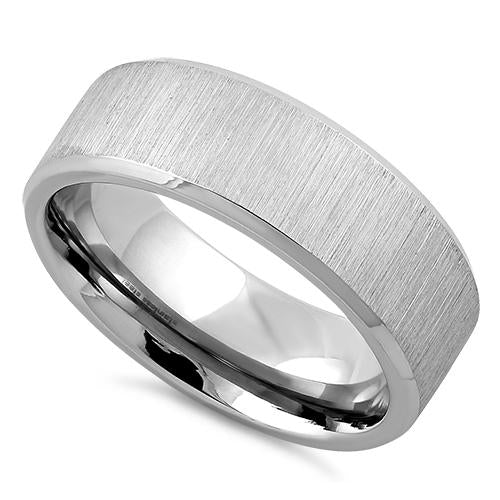 Stainless Steel Polished Beveled Brushed Finish Band Ring