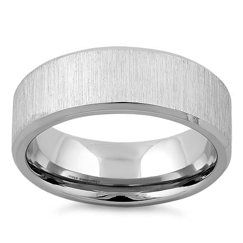 Stainless Steel Polished Beveled Brushed Finish Band Ring