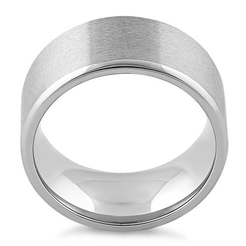 Stainless Steel Polished Beveled Satin Finish Band Ring