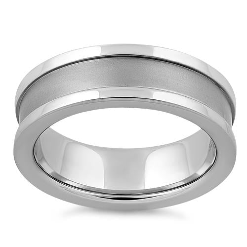 Stainless Steel Polished Satin Finish Band Ring