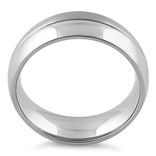 Stainless Steel Polished Satin Finish Groove Band Ring