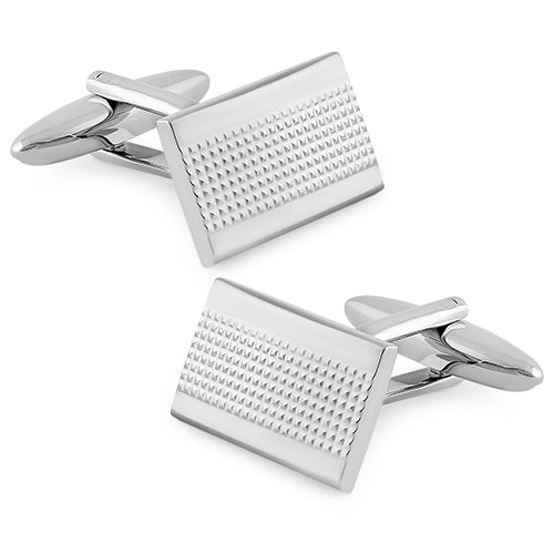 Stainless Steel Rectangular Grid Cufflinks