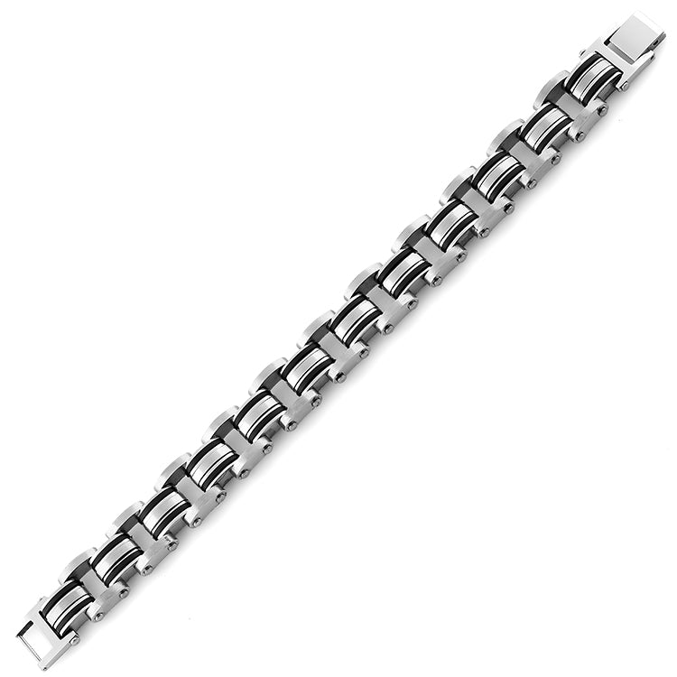 Stainless Steel Rubber Layered Bracelet