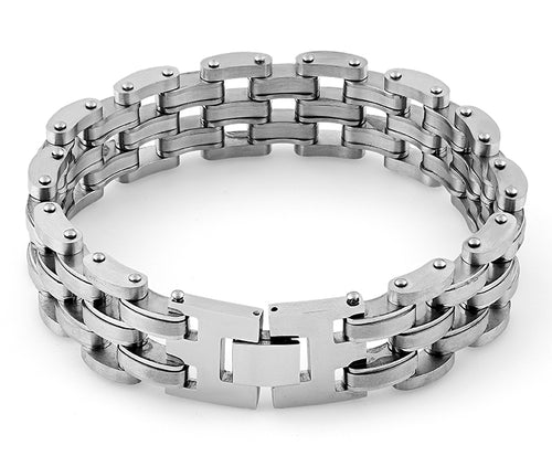 Stainless Steel Thick Half Oval Bean Bracelet