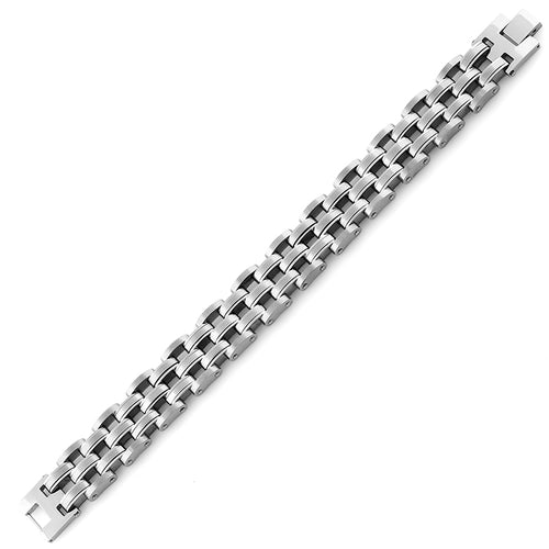 Stainless Steel Thick Half Oval Bean Bracelet