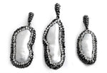 Stainless Steel Unique Mother of Pearl CZ Pendant