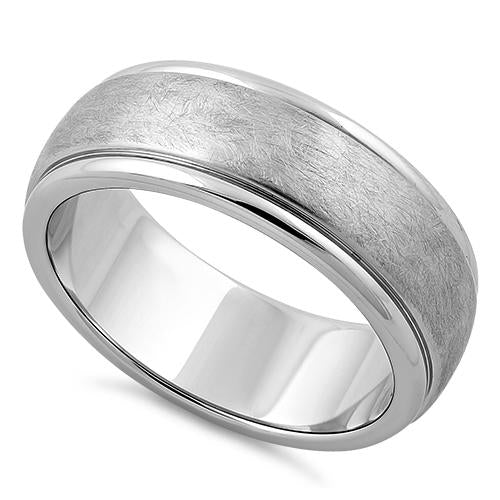 Stainless Steel Wire Matte Finished Groove Band Ring