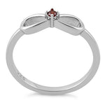 Sterling Silver Infinity Ribbon Dark Garnet CZ Ring