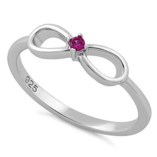 Sterling Silver Infinity Ribbon Pink CZ Ring