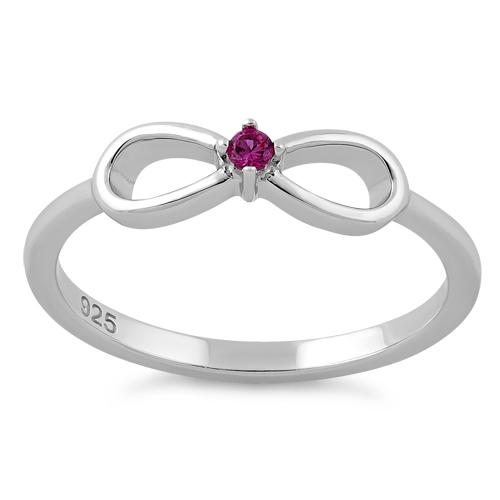 Sterling Silver Infinity Ribbon Pink CZ Ring