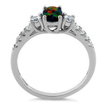 Sterling Silver Enchanted Oval Black Lab Opal CZ Ring