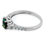 Sterling Silver Enchanted Oval Black Lab Opal CZ Ring