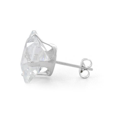 Sterling Silver 10mm Princess Cut CZ Stud Earrings Square