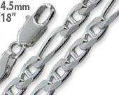 Sterling Silver 18" Figaro Marina Chain Necklace - 4.5MM