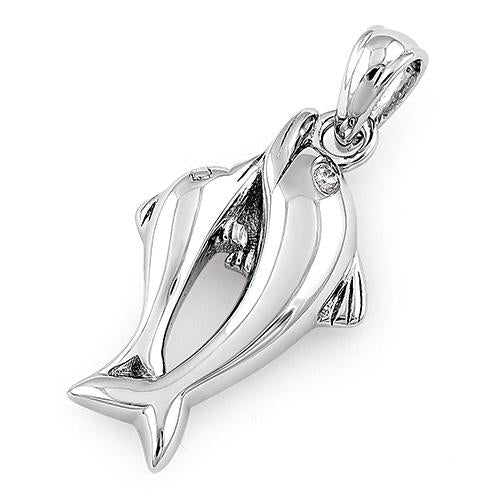 Sterling Silver 2 Dolphin Pendant