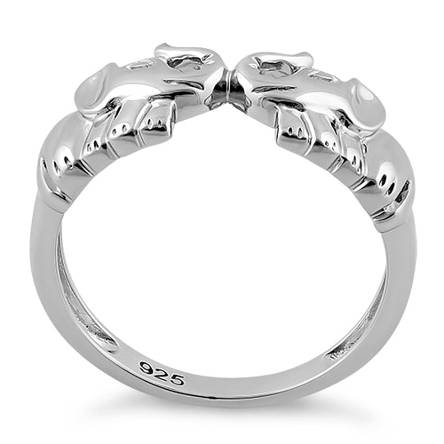 Sterling Silver 2 Elephants Ring